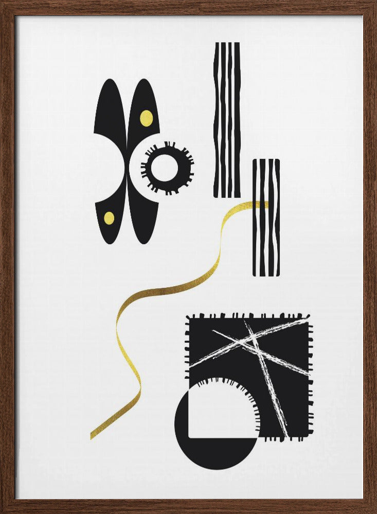 Black & White Abstract No. 3 | gold Poster